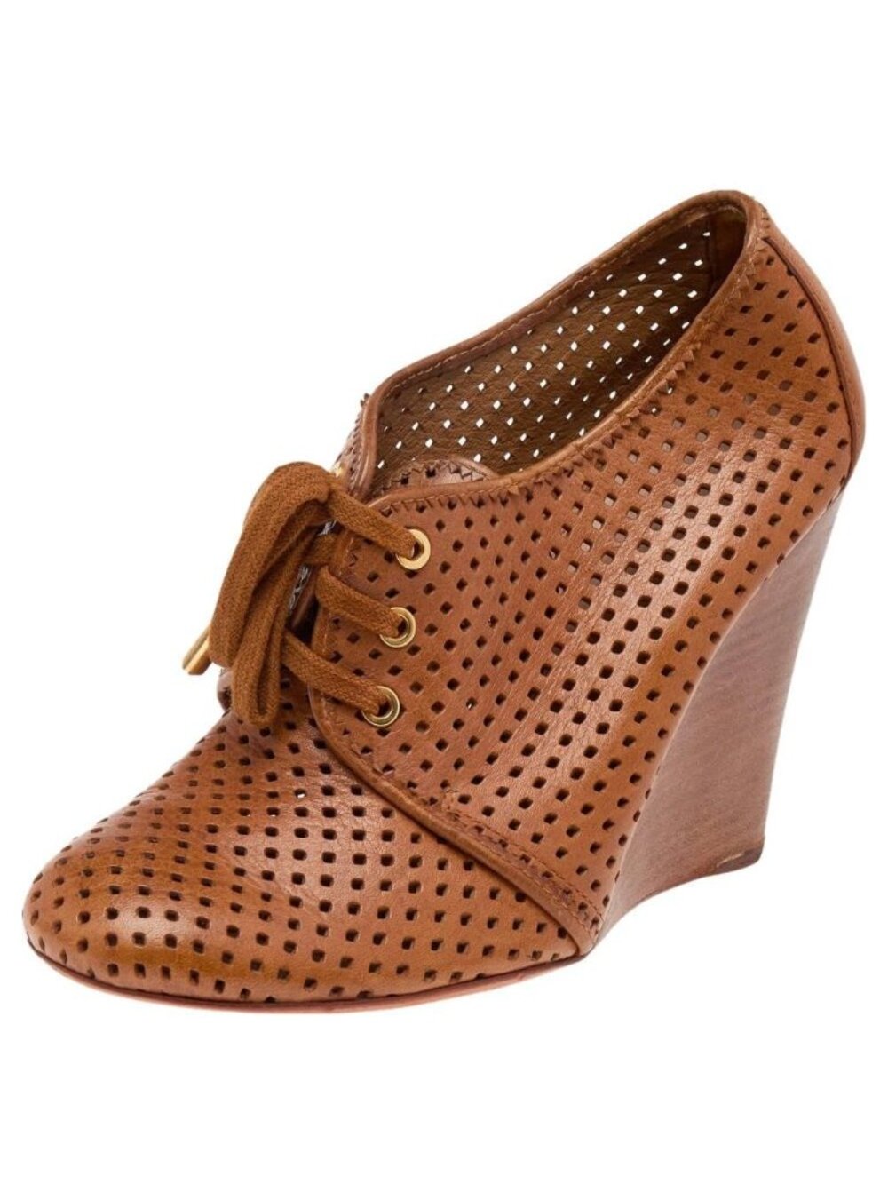 Tory Burch Victor Perforated Wedge Booties, Size 7